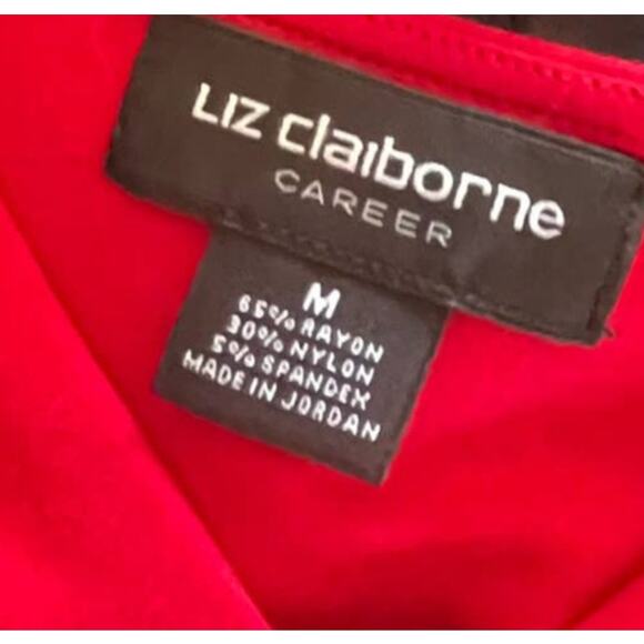 Liz Claiborne Career Womens Medium Sleeveless Red Top V Neck Cut Out - Picture 3 of 5